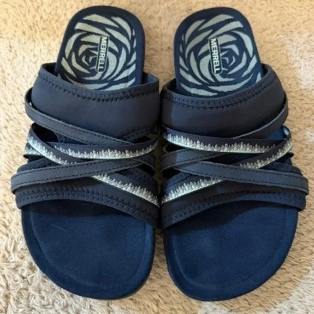 Merrell Terran 3 Cush Slide Sandals Women 7 Navy J002726W Multi Strap EUC